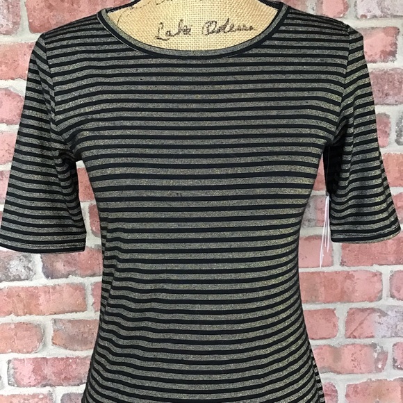 LuLaRoe Julia Dress XS 2-4 New With Tags Elegant Collection Metallic Gold Black - Picture 3 of 9